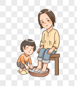 帮妈妈按摩感恩节帮妈妈洗脚素材
