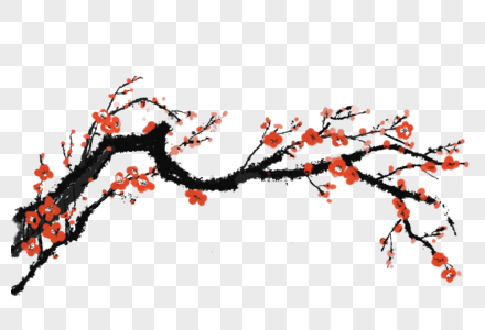 红梅手绘中国风元素图片