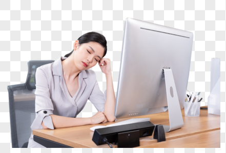 职场女性疲累头疼图片