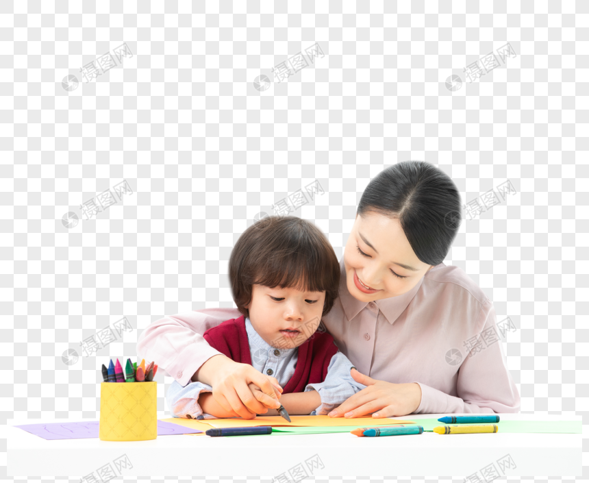 儿童幼教老师带学生画画图片