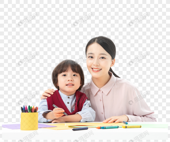 儿童幼教老师带学生画画图片