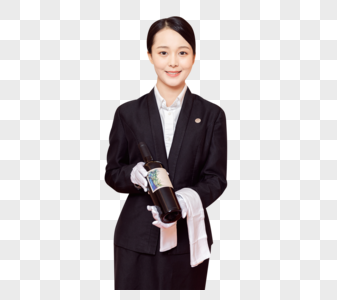 元素  |酒店服务员拿红酒照片  |酒店女服务员整理客房床铺形象照片