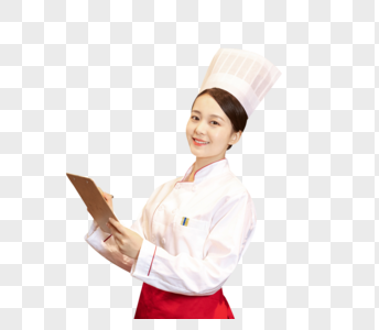 酒店服务餐厅厨师拿着记事板记录图片