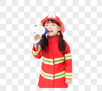 拿着喇叭的小小消防员图片
