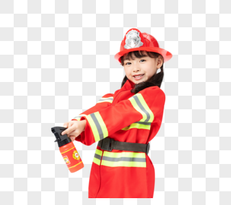 小小消防员拿着消防器高清图片