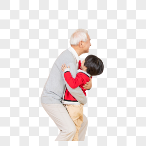孙子与爷爷拥抱拜年图片