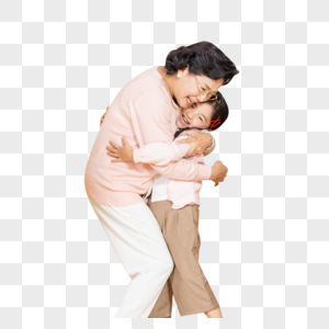 孙女与奶奶拥抱拜年图片