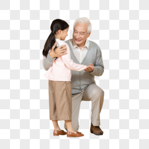 孙女与爷爷拥抱拜年图片