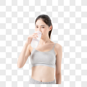 年轻女性运动健身喝水图片