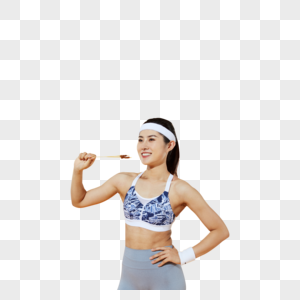 健身女性吃烤串图片