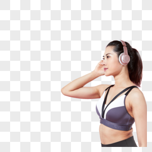 健身女性戴耳机高清图片