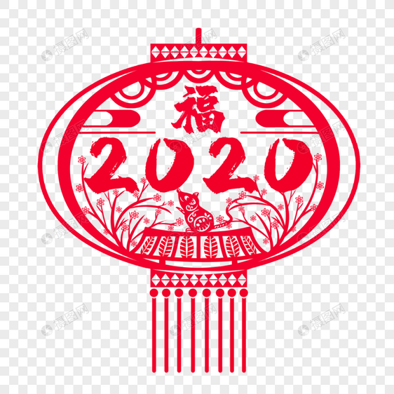 2020灯笼剪纸图片