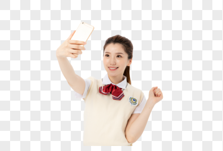 使用手机自拍的女高中生图片