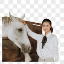 马棚里的青年女性和马图片