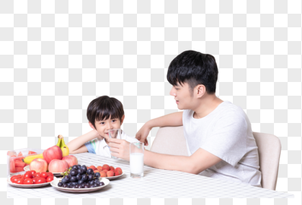 父子吃早餐家庭生活摄图网_500961741图片