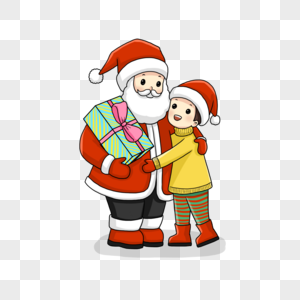 小孩拥抱圣诞老人图片