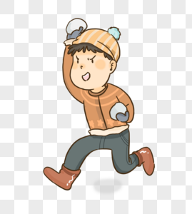寒冬冬天小朋友打雪仗素材