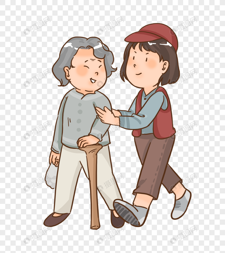 国际志愿者日扶老人走路