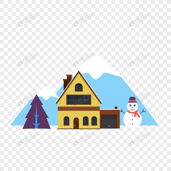 冬天的房子图片