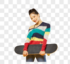 活力滑板女孩图片