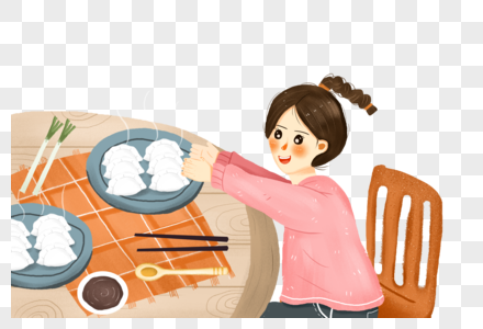 立冬吃饺子的女孩图片