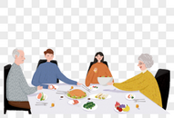 感恩节聚餐的一家人图片