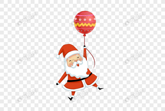 抓着气球的圣诞老人图片
