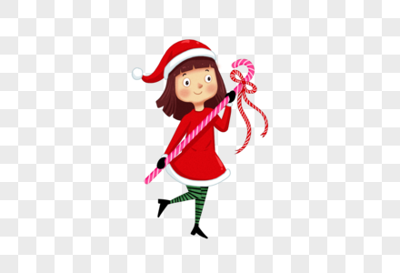 圣诞节拿拐杖的小女孩图片
