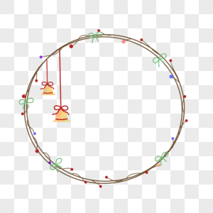 圣诞节铃铛蝴蝶结树枝边框图片