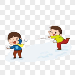 冬天孩子们打雪仗元素高清图片