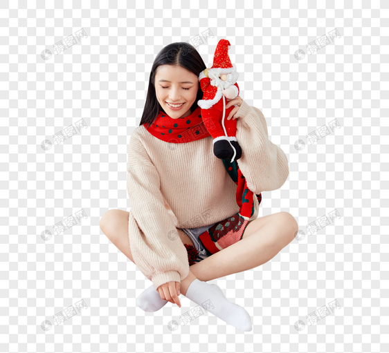 居家圣诞美女图片