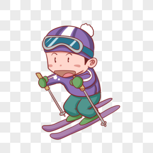 冬天滑雪的男孩图片