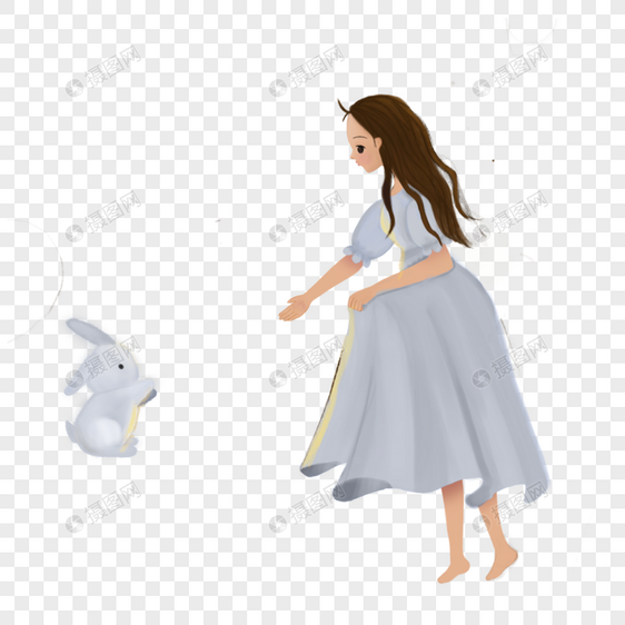女孩和兔子图片