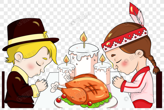 感恩节吃火鸡的情侣图片