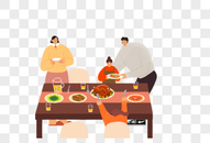 感恩节一家人聚餐图片