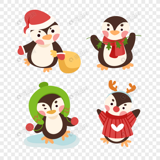 可爱冬季圣诞企鹅图片