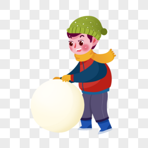 雪地儿童雪球元素高清图片