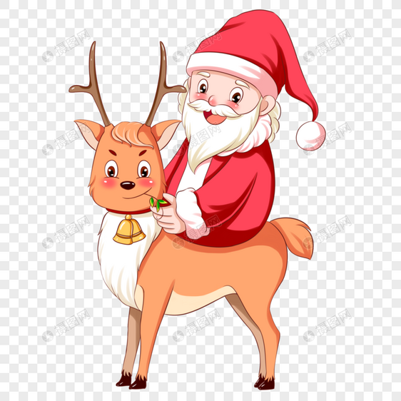圣诞老人与驯鹿图片