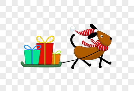 卡通狗仔狗拉雪橇素材