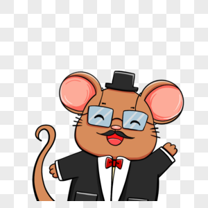 戴着眼镜的中年老鼠图片素材
