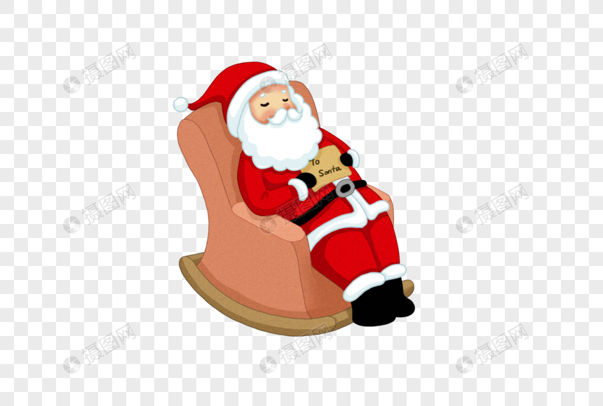 在椅子上拿着信睡着的圣诞老人元素素材下载 正版素材 摄图网