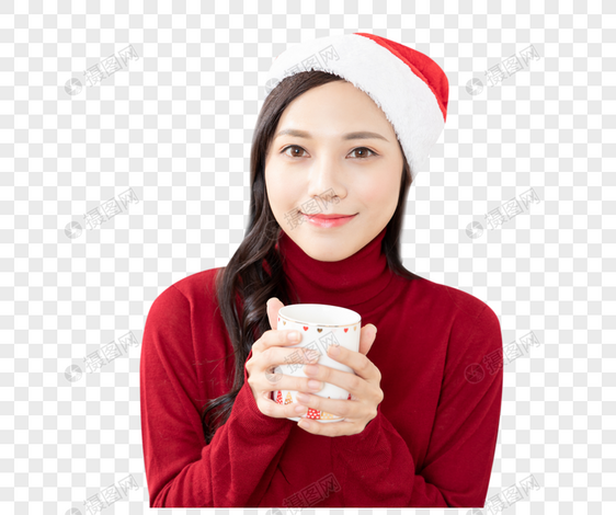 冬季圣诞女性居家喝咖啡图片