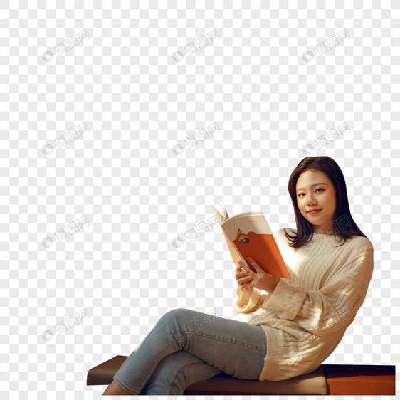 在图书馆看书的女大学生图片