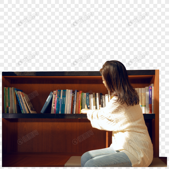 在图书馆找书的女大学生图片