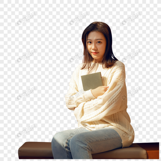 在图书馆看书的女大学生图片