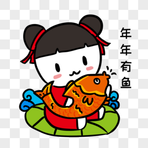 小女孩手里抱锦鲤图片素材