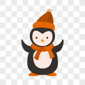 可爱的企鹅戴着围巾企鹅高清图片