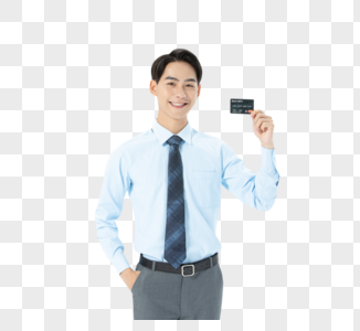 青年商务男性展示信用卡图片