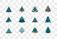 扁平风圣诞树组合图片
