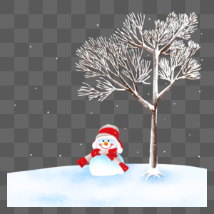 积雪树下的雪人图片